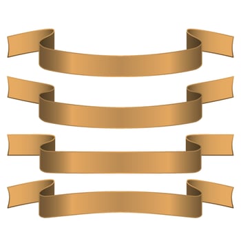 A set of award ribbons in gold color on a white background vector