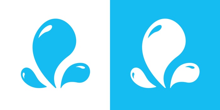 Water Droplet Splash Icon White Blue Flat Isolated Vector