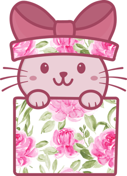 Cute Happy Pet Cat in a Gift Box Png