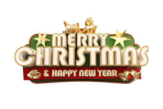 Merry Christmas and happy new year banner with 3d render label png