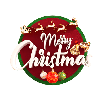 Merry Christmas and happy new year banner with 3d render label png