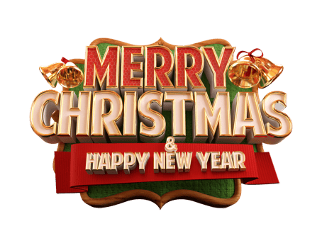 Merry Christmas and happy new year banner with 3d render label png