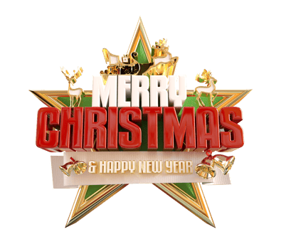 Merry Christmas and happy new year banner with 3d render label png