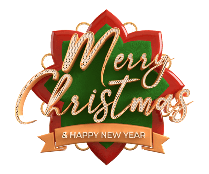 Merry Christmas and happy new year banner with 3d render label png