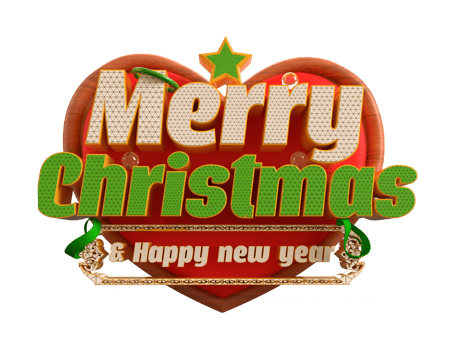 Merry Christmas and happy new year banner with 3d render label png