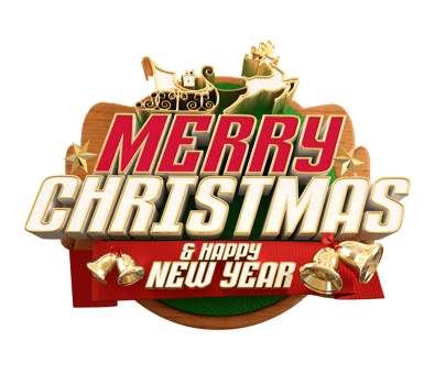 Merry Christmas and happy new year banner with 3d render label png