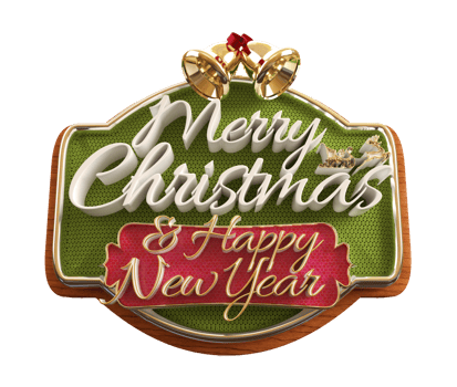 Merry Christmas and happy new year banner with 3d render label png