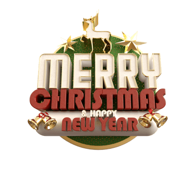 Merry Christmas and happy new year banner with 3d render label png
