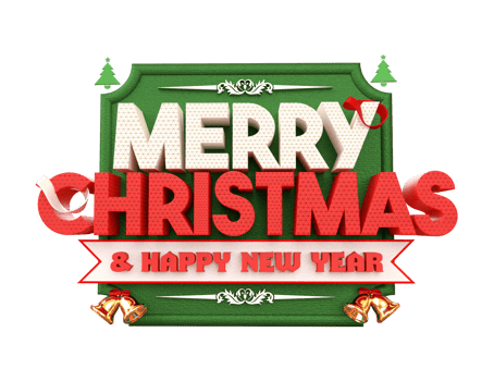 Merry Christmas and happy new year banner with 3d render label png