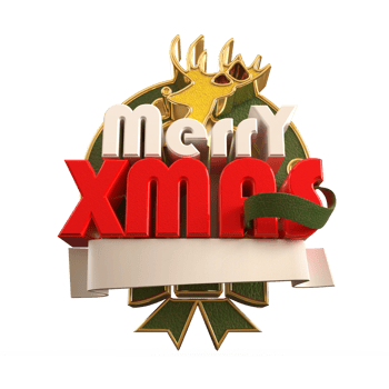 Merry Christmas and happy new year banner with 3d render label png