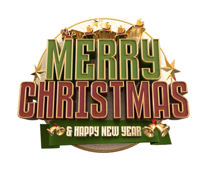 Merry Christmas and happy new year banner with 3d render label png