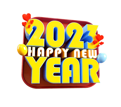 Happy new year 2023 and Christmas with 3d render label png