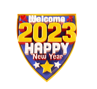 Happy new year 2023 and Christmas with 3d render label png