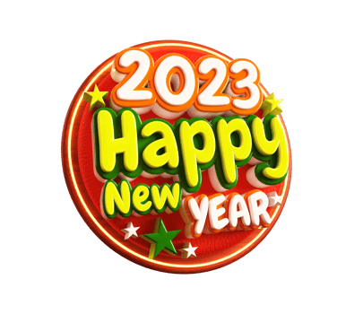 Happy new year 2023 and Christmas with 3d render label png