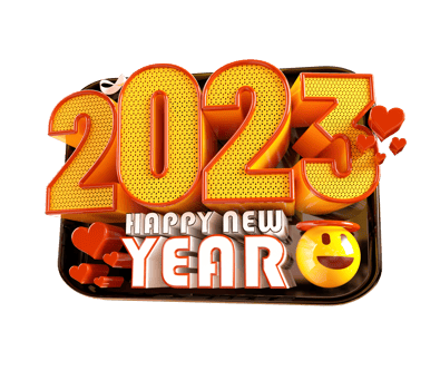 Happy new year 2023 and Christmas with 3d render label png