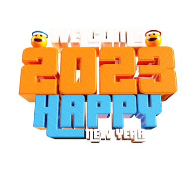 Happy new year 2023 and Christmas with 3d render label png