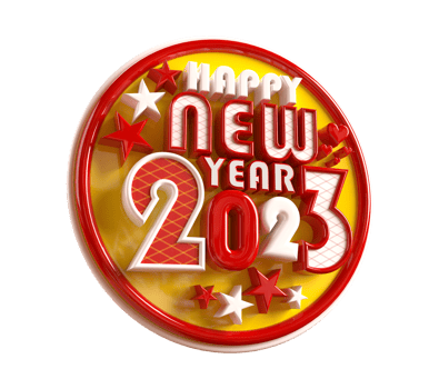 Happy new year 2023 and Christmas with 3d render label png