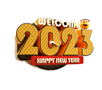 Happy new year 2023 and Christmas with 3d render label png