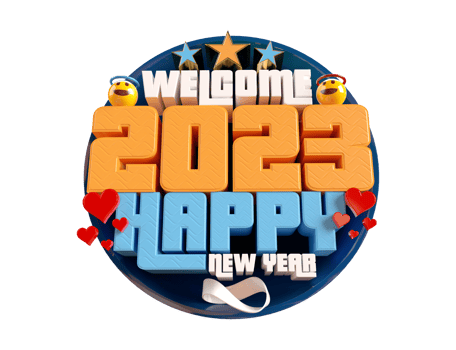 Happy new year 2023 and Christmas with 3d render label png