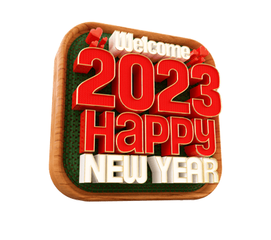 Happy new year 2023 and Christmas with 3d render label png
