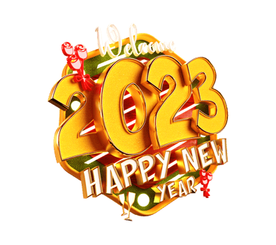 Happy new year 2023 and Christmas with 3d render label png