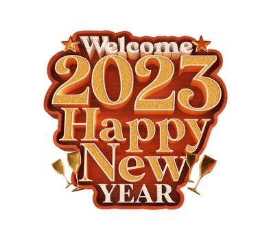 Happy new year 2023 and Christmas with 3d render label png