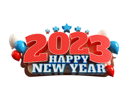Happy new year 2023 and Christmas with 3d render label png