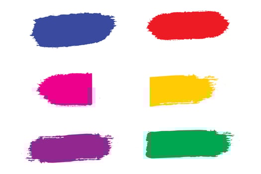 Colorful brush strokes, dirty brush effect, grungy brush stroke set vector