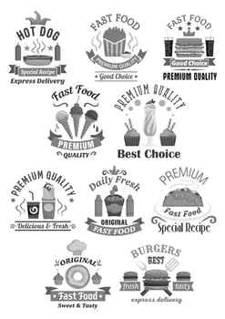 Fast food restaurant vector icons set