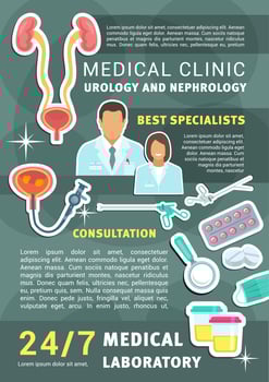 Urology and nephrology medical clinic poster vector