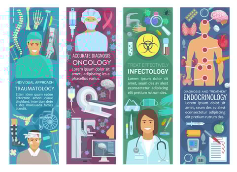 Doctor banners of medicine and health care vector