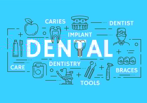 Dentistry medicine, dental clinic thin line banner vector