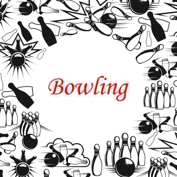 Bowling ball and pins poster for sport game design vector