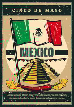 Mexican holiday Cinco de Mayo vector sketch poster