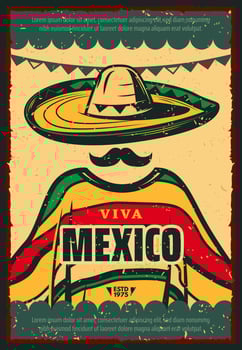 Viva Mexico retro poster for Cinco de Mayo holiday vector