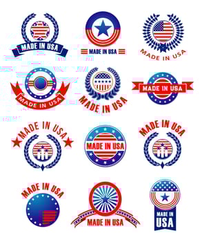 Vector icons set of Made in USA quality