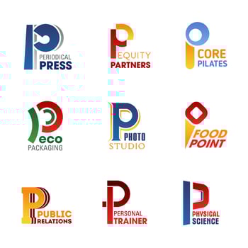 Business icons and symbols of letter P vector