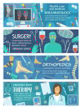 Rheumatology therapy and orthopedics surgery vector