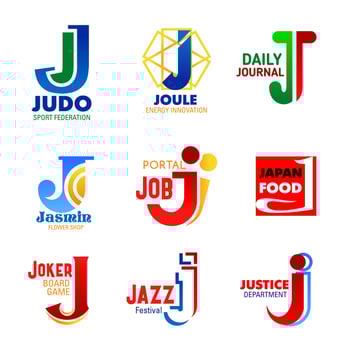 Business and corporate identity letter J icons vector