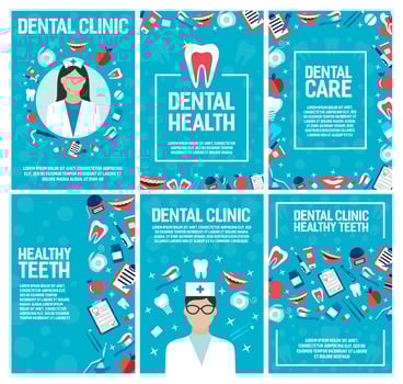 Dental clinic and dentistry brochure vector