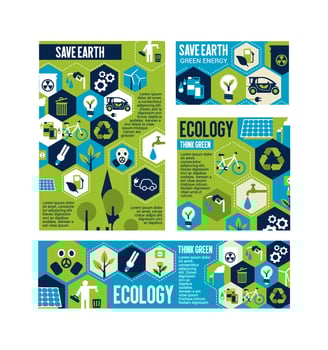 Think green eco banner with ecology flat symbol vector