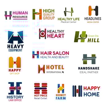 Letter H company brand names and business icons vector