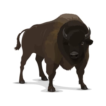 Big cartoon bison wild animal vector