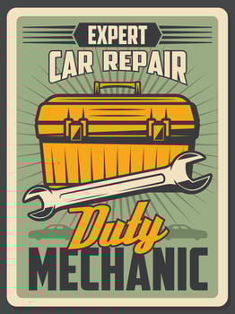 Auto repair service vintage poster vector