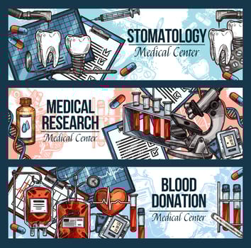 Dentistry, blood donation and medical research vector