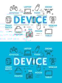Digital devices and technology scheme vector