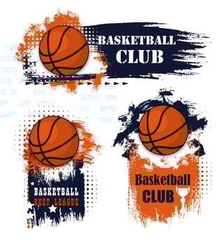 Basketball sport grunge symbols with ball vector