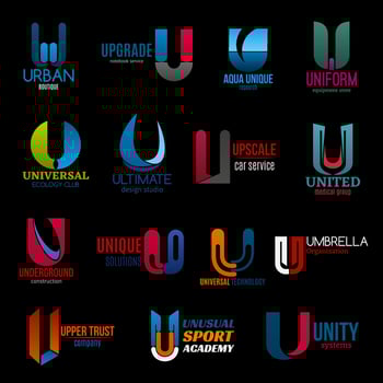U capital letter corporate identity icons vector