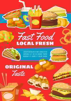 Fast food menu snacks vector