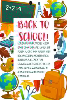 Back to School vector autumn education poster
